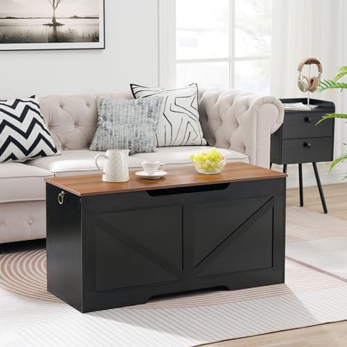 HOOBRO Storage Bench, 39.4" Retro Wooden Storage Chest - Image 2