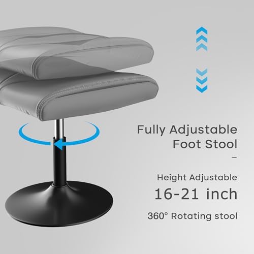 VECELO Foot Rest Under Desk Ottoman, PU Height Adjustable Footrest - Image 3