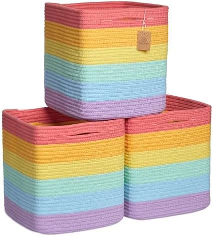 NaturalCozy Storage Cubes 11 Inch Cotton Rope Woven Baskets by NaturalCozy