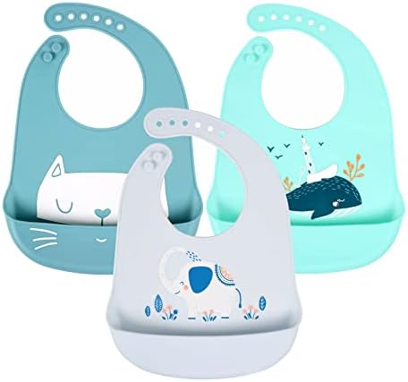 Baby Silicone Feeding Bibs by YINGJEE
