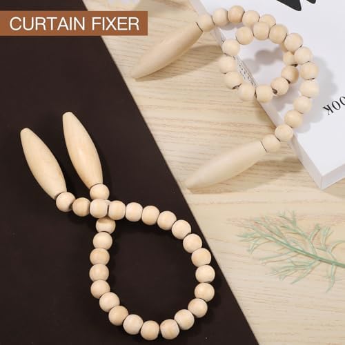 Wood Bead Curtain Tiebacks 4 Pack, No Drill Curtain Holdbacks - Image 6