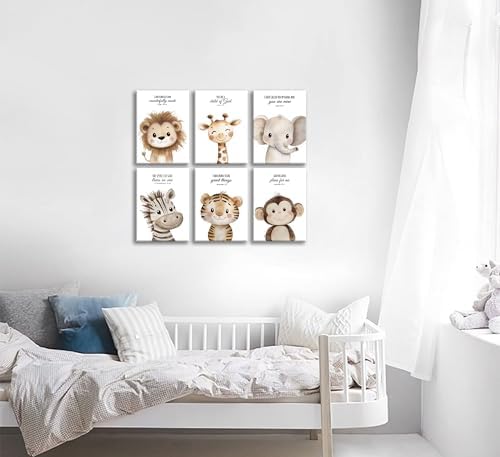 6Pcs Nursery Bible Verse Animal Canvas Wall Art Cute Woodland Animals Christian - Image 6
