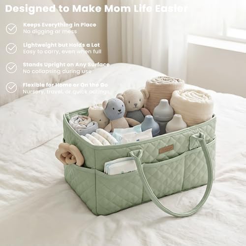 Konssy Baby Diaper Caddy Organizer, Solid Design - Image 4