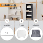 Hanging Closet Organizer 4-Shelf, Oxford Fabric Wardrobe Storage, Dark Grey - Image 6