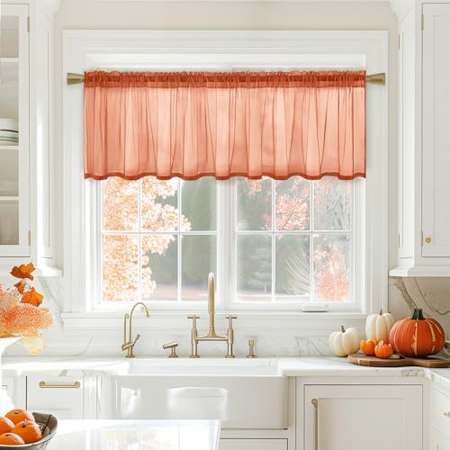 MIULEE Burnt Orange Fall Window Valance 1 Panel 60W x 18L - Image 6