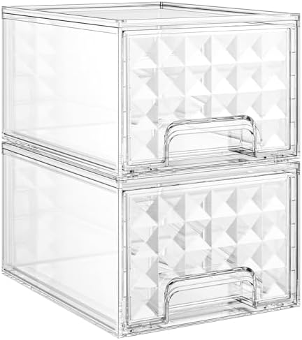 Delamu 2 Pack Stackable Storage Drawers organizer by DELAMU