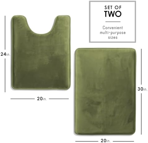 Clara Clark 2 Piece Bathroom Rugs, Velvet Memory Foam Bath Mat Set, Non-Slip - Image 2