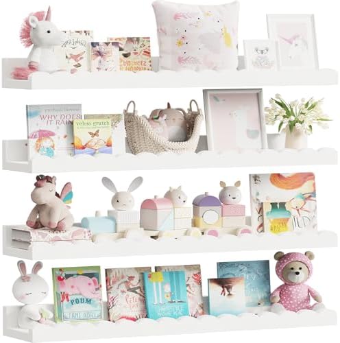 4-Pack 23.5IN Scalloped Shelves, Nursery Shelves, Floating Shelves by Yirilan