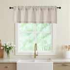 Linen Valances for Windows, Light Filtering Faux Linen Textured Small Short by WelvetBLK