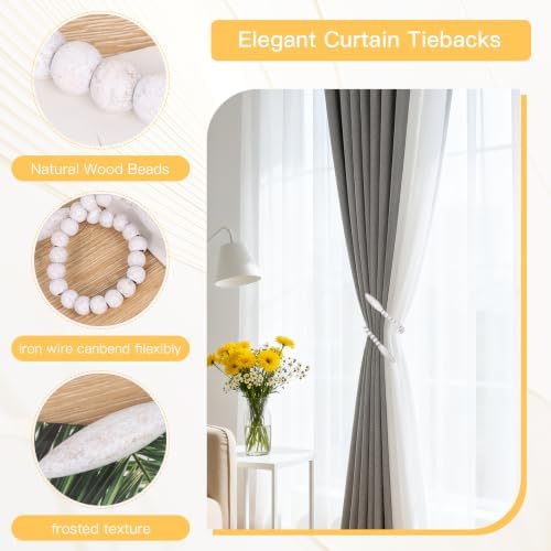 Wood Bead Curtain Tiebacks 2 Pack, Curtain Holdbacks - Image 4