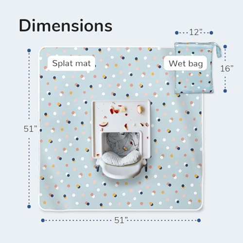 51" Heavy Duty Baby Splat Mat for Under High Chair | Includes Wet Bag | Premium - Image 5