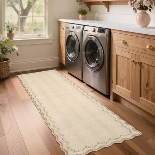 GarveeHome 2x6 Scalloped Washable Runner Rug Non Slip Hallway Kitchen Rug - Image 2