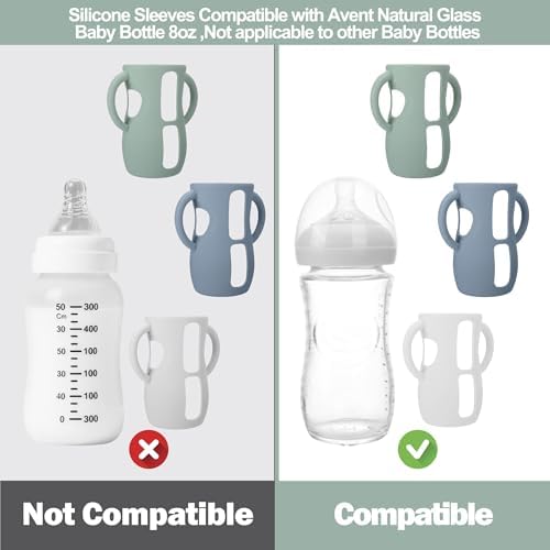 BUSOHA 3 Pack Silicone Sleeves for Avent Natural Glass Baby Bottles - Image 2