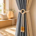 2 Pcs Vintage Adjustable Wooden Ring Curtain Tiebacks Handmade Boho Curtain - Image 5