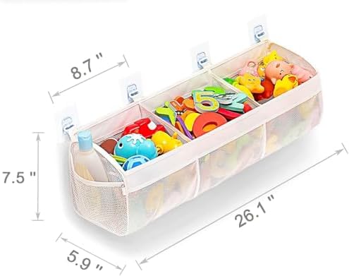 Bath Toy Storage Organizer for Tub – 3 Compartment Bath Toy Organizer, Large - Image 2