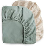 mushie Extra Soft Muslin Fitted Crib Sheet 2-Pack | 192 Thread Count | 28"x 52" - Image 2