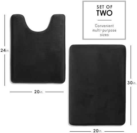 Clara Clark 2 Piece Bathroom Rugs, Velvet Memory Foam Bath Mat Set, Non-Slip - Image 2