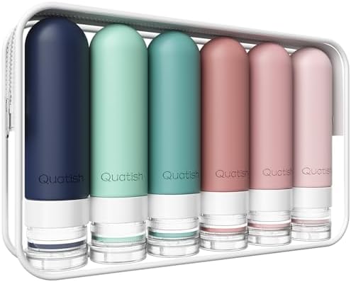 Quatish Travel Bottles for Toiletries 6 Pack, Original Patented Leakproof 3 oz by Quatish