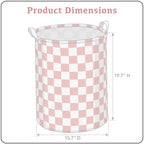 Ohocut Pink Checkered Laundry Basket, Collapsible Aesthetic Cute Canvas - Image 5