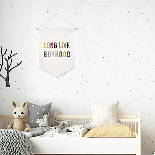 Long Live Boyhood Linen Cotton Blend Wall Art Banner, Natural Fabric Composition - Image 5