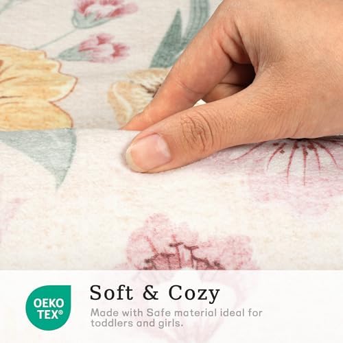 Scalloped Floral Rug 5x7, Sage Green Washable Non Slip Area Rug - Image 6