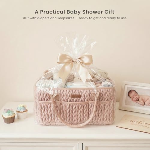 Konssy Baby Diaper Caddy Organizer, Braided Quilted Design - Image 7