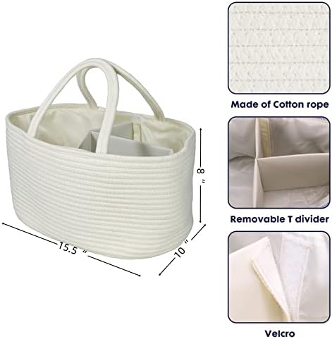 XUANGUO Large Cotton Rope Baby Diaper Caddy Organizer Basket - Image 3