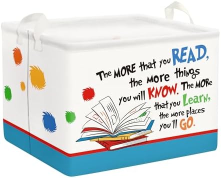 Clastyle Collapsible Back to School Reading Book Storage Basket Dr Quotes Book by Clastyle