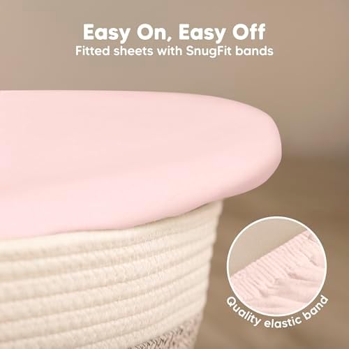 2-Pack Baby Bassinet Sheets Girl, 33x17 Bedside Sheets - Image 5