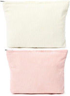 SOIDRAM 2 Pieces Corduroy Makeup Bag Large Corduroy Cosmetic Bag Capacity by SOIDRAM