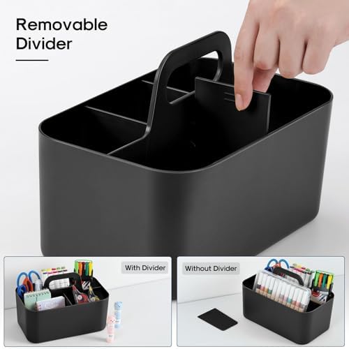 Multiuse Caddy Organizer with Handle, Portable Divided Plastic Tote Bin - Image 6
