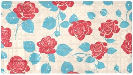 Bathtub Mat Non Slip 26.8x15.1 Inch, Roses Leaves Shower Mat by Anna+Cowper