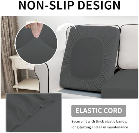 Easy-Going Waterproof Cushion Covers Set, Quilted Stretch 2-Piece Sofa Seat - Image 3