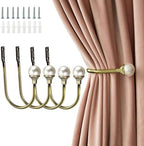 4 Pack Curtain Holdbacks Wall Mounted Curtain Tiebacks Hooks Plastic Pearl U by COCIVIVRE