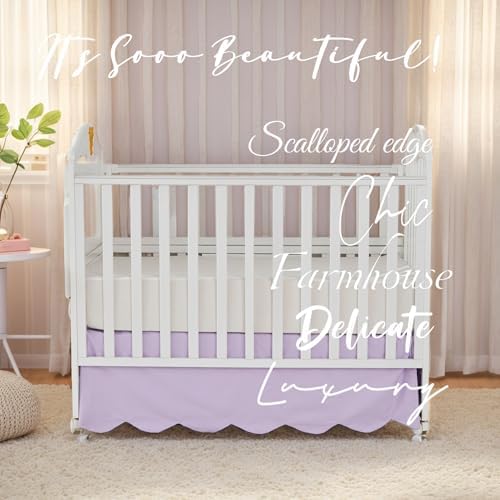 Brandream Scallop Edge Cotton Crib Skirt, Baby Girl Boy Gender Neutral Crib - Image 4