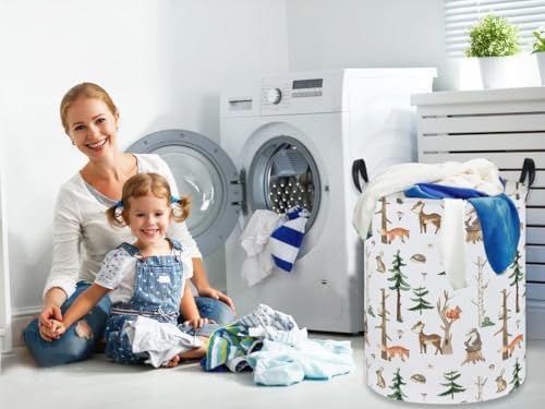 Kids Laundry Hamper, Animal Laundry Basket Collapsible Woodland Storage Baskets - Image 4