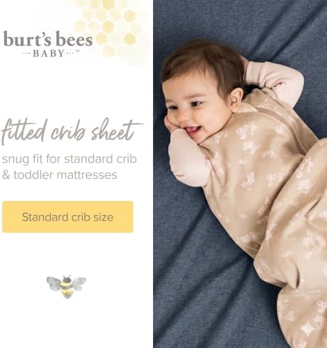 Burt's Bees Baby Organic Cotton Fitted Crib Sheet, Unisex Baby Beddings - Image 3