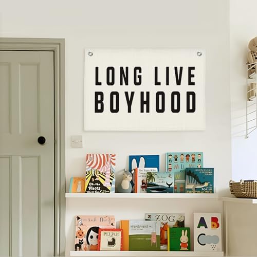 Lacama Long Live Boyhood Banner, Neutral Canvas Wall Hanging Banner Flag - Image 2