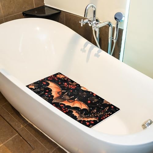 Bathtub Mat Non Slip 26.8x15.1 Inch, Bats Flower Shower Mat - Image 5