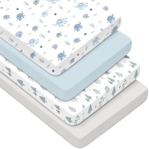 4 Pack Baby Crib Sheets for Boys Girls by NacoMoco