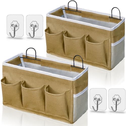Kanrichu 2pcs 3-pockets Large Wall Hanging Organizer Bag, Linen Fabric Door by KANRICHU