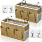 Kanrichu 2pcs 3-pockets Large Wall Hanging Organizer Bag, Linen Fabric Door by KANRICHU