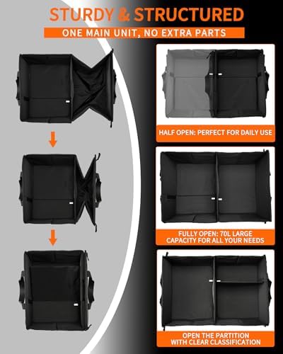 SIBOFUEGO Sturdy Car Trunk Organizer – Large Capacity Trunk Organizer - Image 4