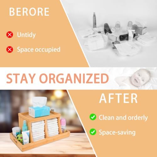 Three colors Bamboo Diaper Organizer, Wooden Diaper Caddy, Changing Table - Image 4