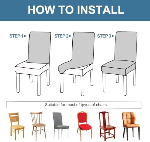 Genina Waterproof Dining Chair Covers Set of 6 Parsons Chair Slipcovers - Image 6