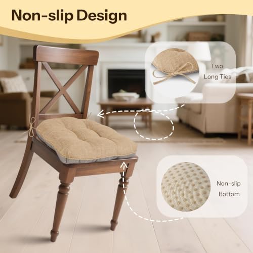 Chair Cushions for Dining Chairs Set of 4, Cappuccino - Image 3