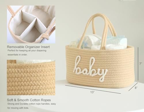 Baby Diaper Caddy Organizer, Nursery Storage Bin Basket - Image 4