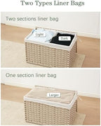 SETVSON Storage Basket with Lid 105L PE Rattan Storage Bin Light Khaki - Image 7