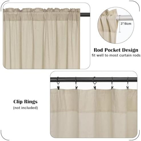 FRAMICS Farmhouse Valance Curtains, Boho Cotton Linen Kitchen Valance, Rustic - Image 6