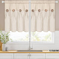 ASPMIZ Linen Kitchen Curtains 24 Inch Length, Farmhouse Boho Button Kitchen by ASPMIZ